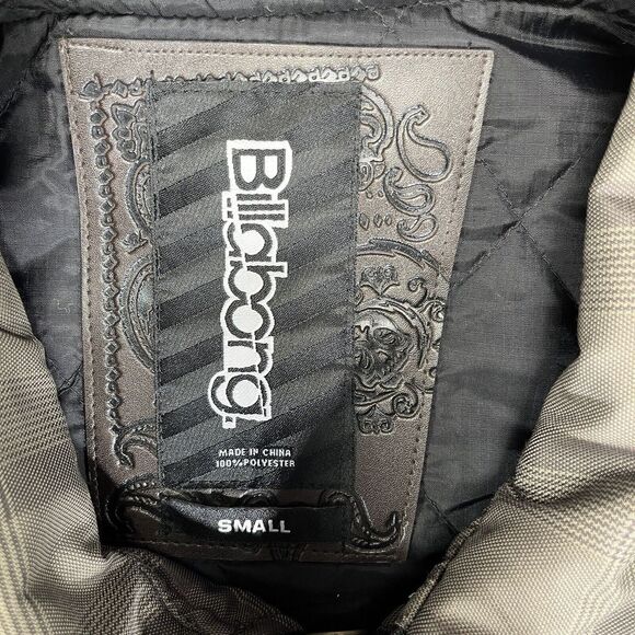 BILLABONG gold plaid polyester hoodless insulated water repellent mens jacket(S) - Picture 5 of 16